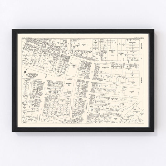 Vintage Map of White Plain, NY Business Section 1947