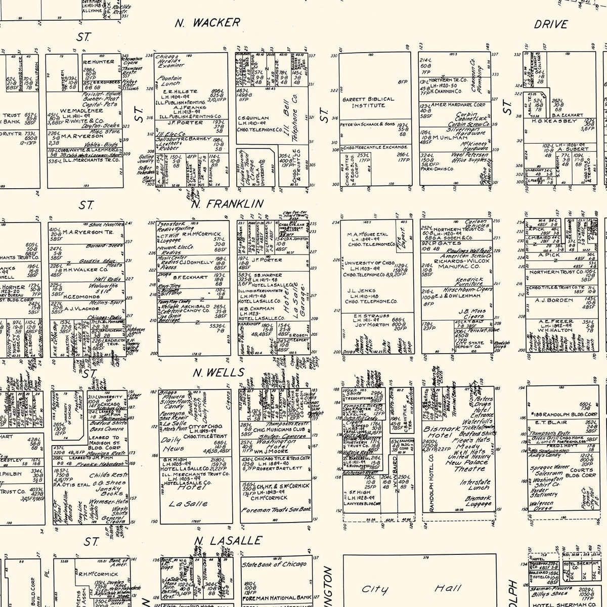 Vintage Map of Chicago, IL Business Section 1929