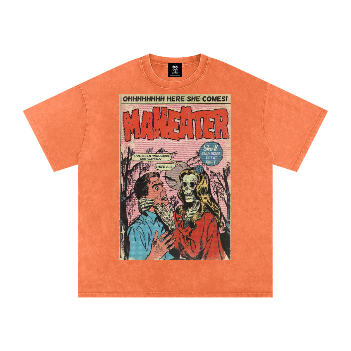 Maneater - Snow Washed Oversized Cotton T-Shirt