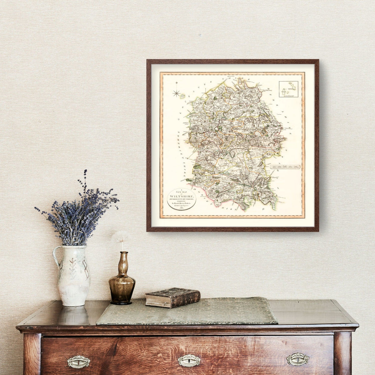 Vintage Map of Wiltshire County England, 1801