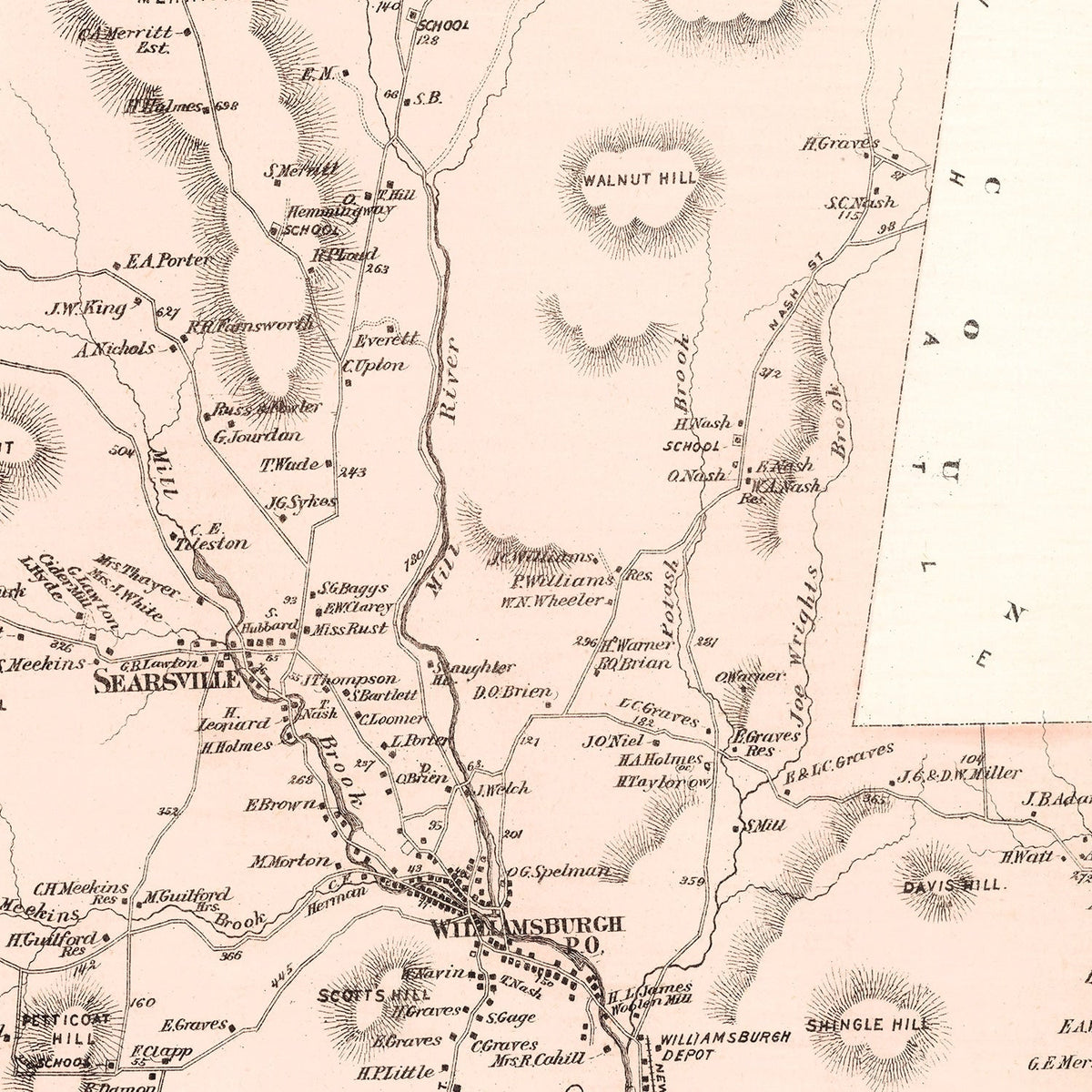 Vintage Map of Williamsburg, Massachusetts 1873