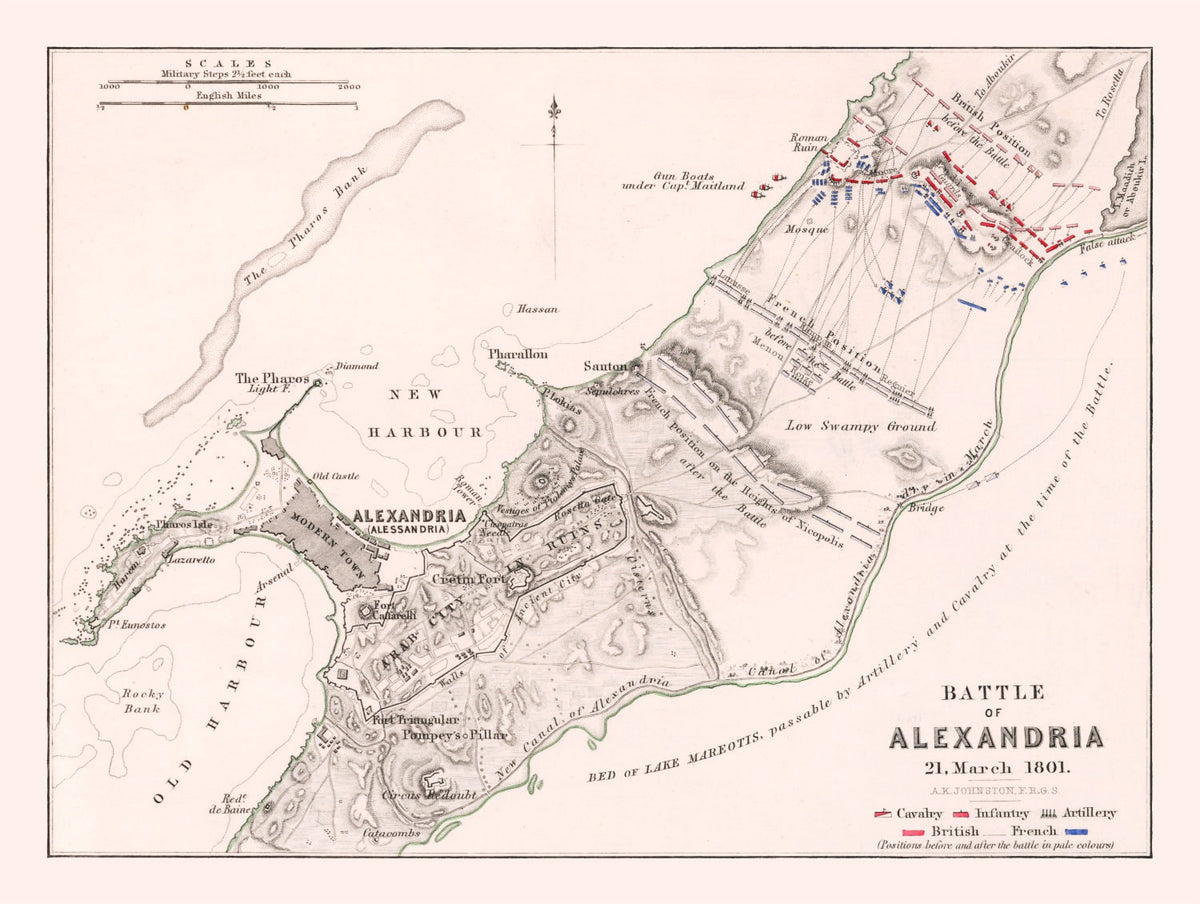 Vintage Map of the Battle of Alexandria, 1801