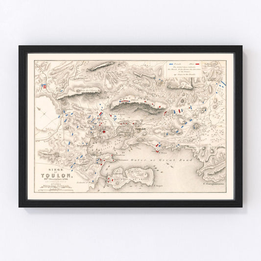 Vintage Map of the Siege of Toulon, 1793
