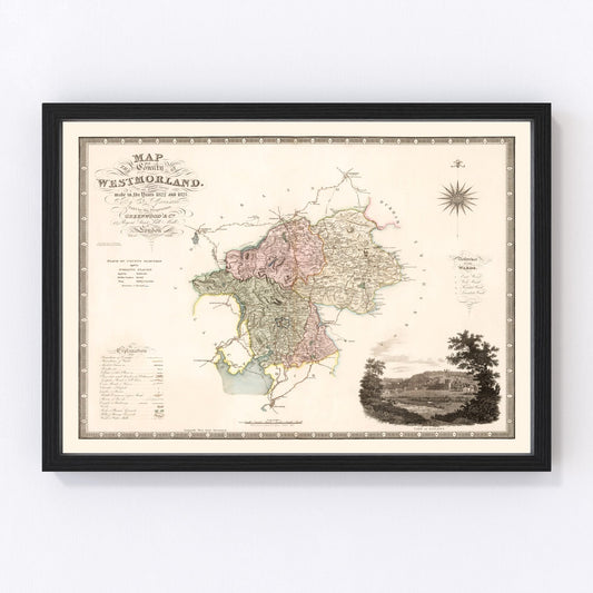 Vintage Map of Westmorland England, 1830