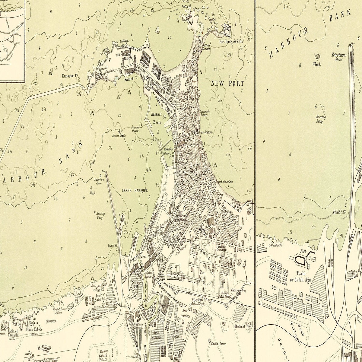 Vintage Map of Alexandria Egypt, 1882