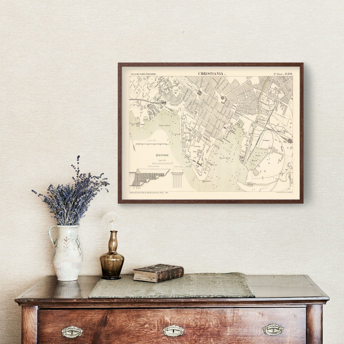 Vintage Map of Copenhagen, Denmark 1884