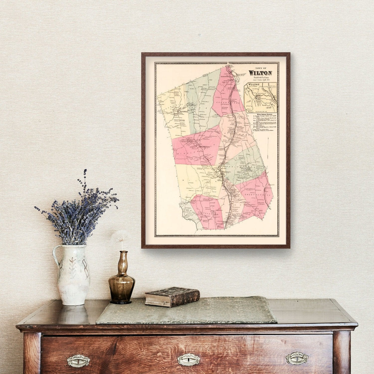 Vintage Map of Wilton, Connecticut 1867