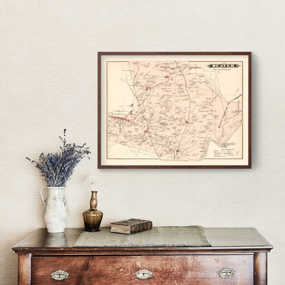 Vintage Map of Beaver, Pennsylvania 1877