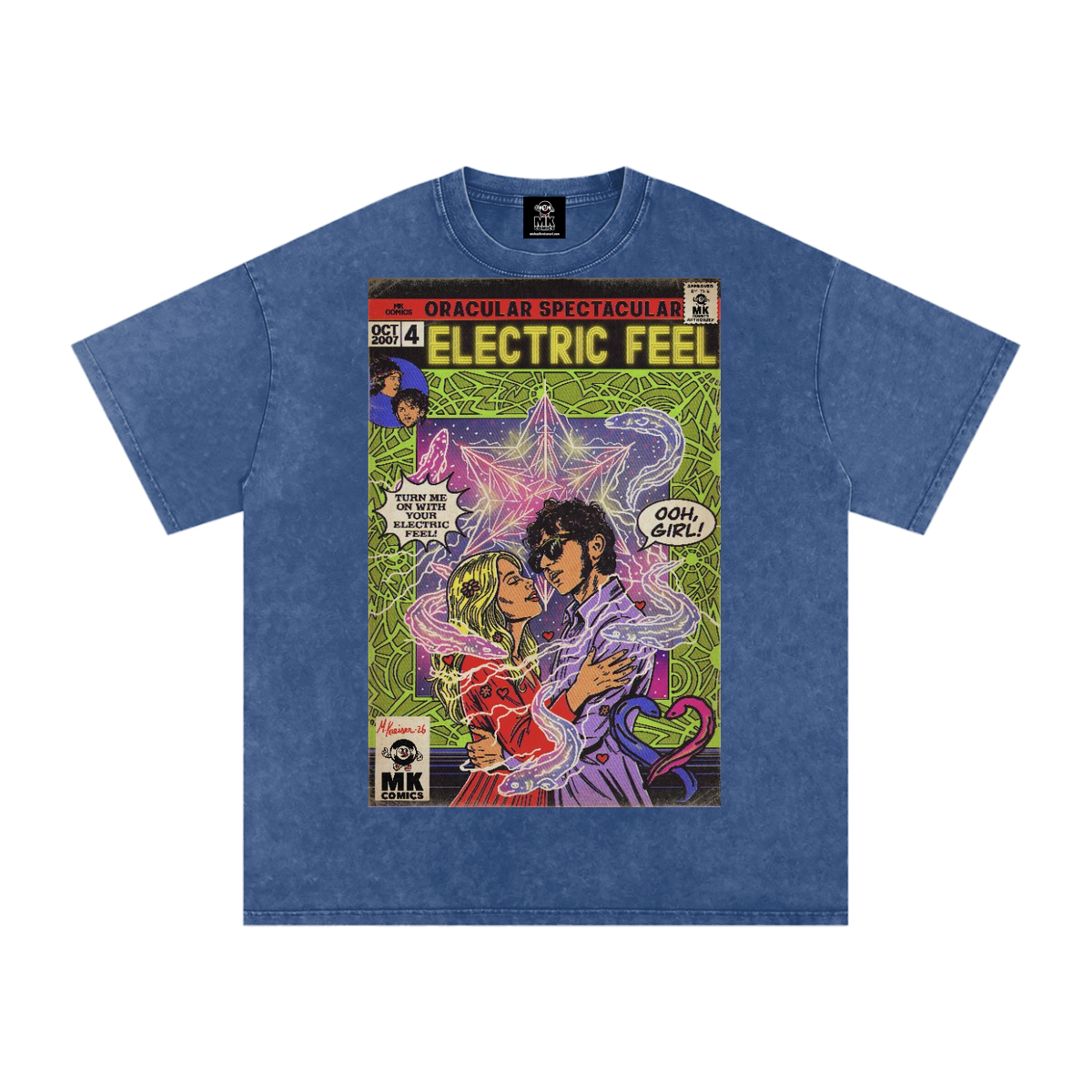 Electric Feel - Snow Washed Oversized Cotton T-Shirt