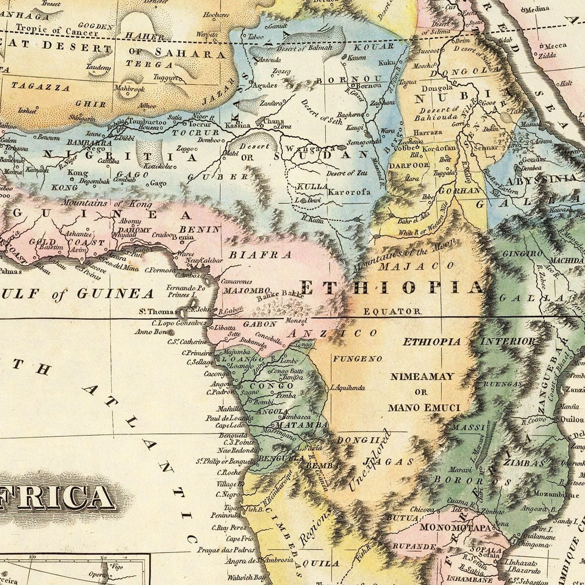 Vintage Africa Map 1823