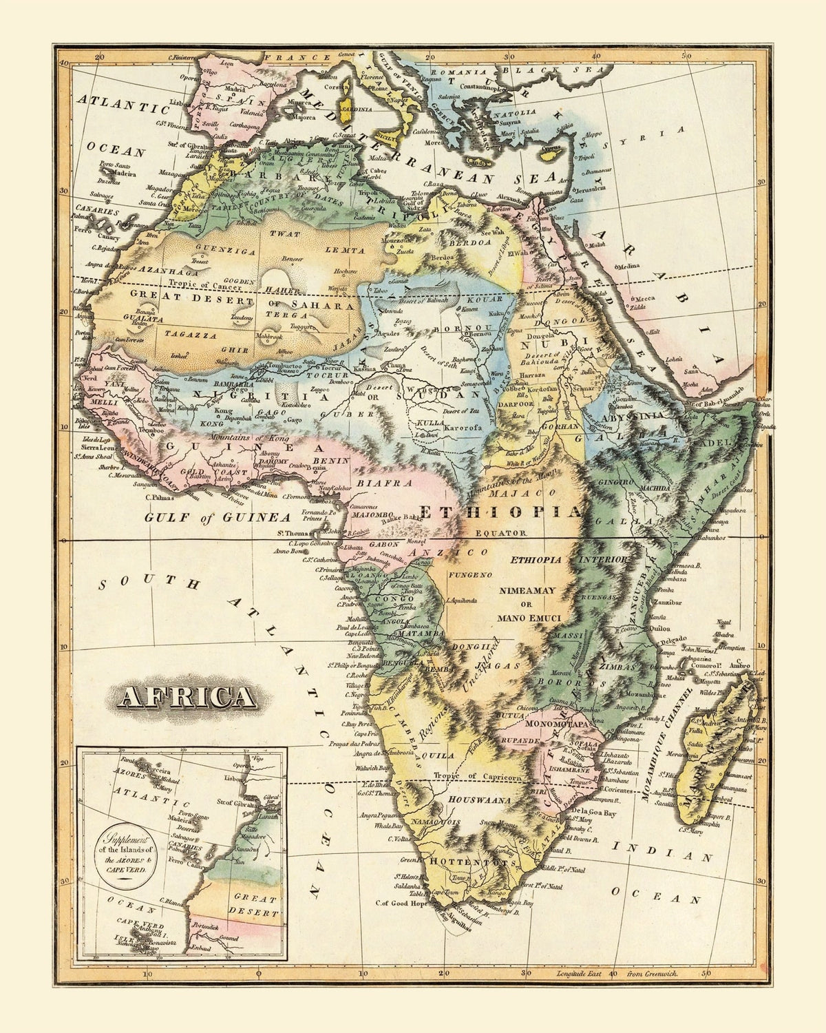Vintage Africa Map 1823