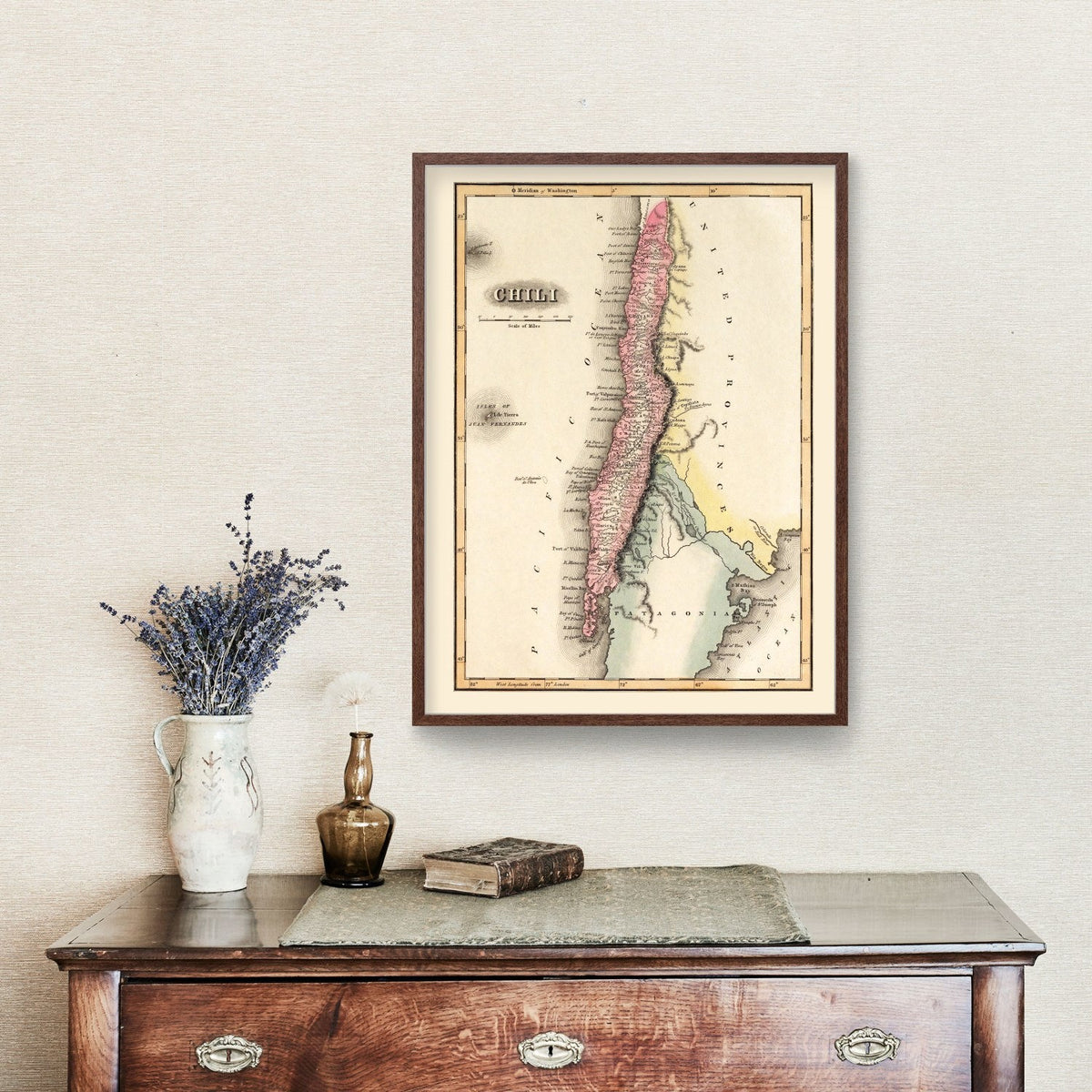 Vintage Map of Chile 1823