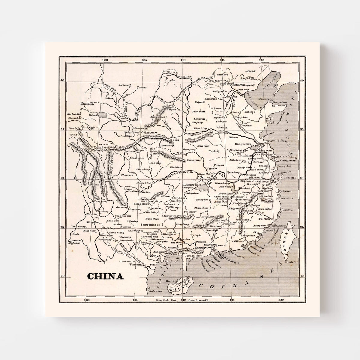 Vintage Map of China 1848