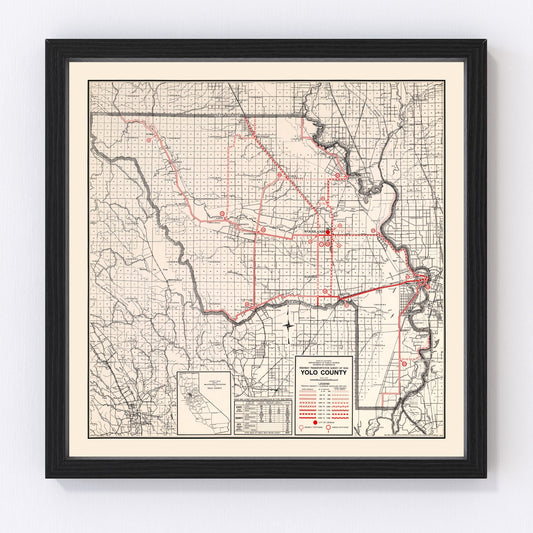 Vintage Map of Yolo County, California 1935