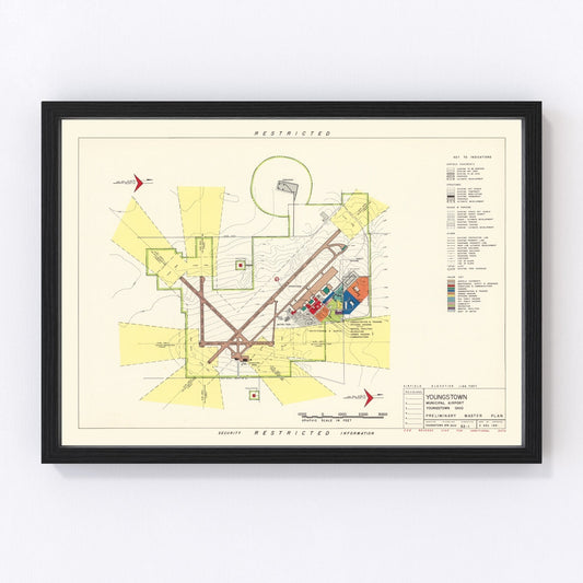Vintage Map of Youngstown Municipal Airport, 1951