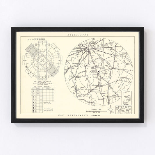 Vintage Map of the Atterbury Air Force Base Vicinity, 1953