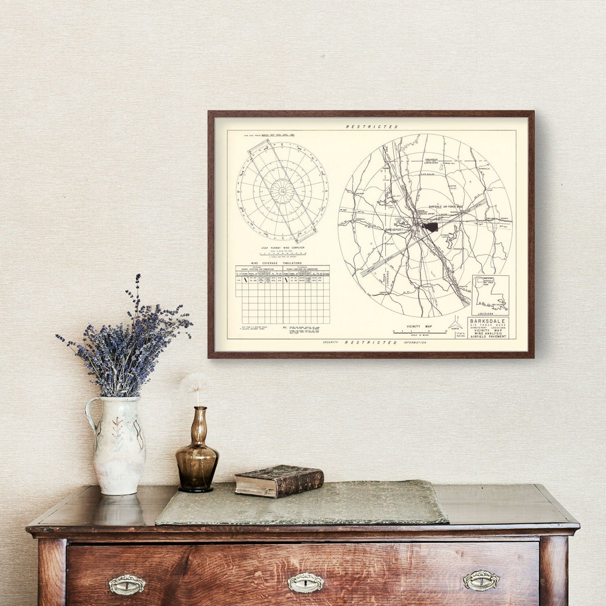 Vintage Map of the Barksdale Air Force Base Vicinity, 1952