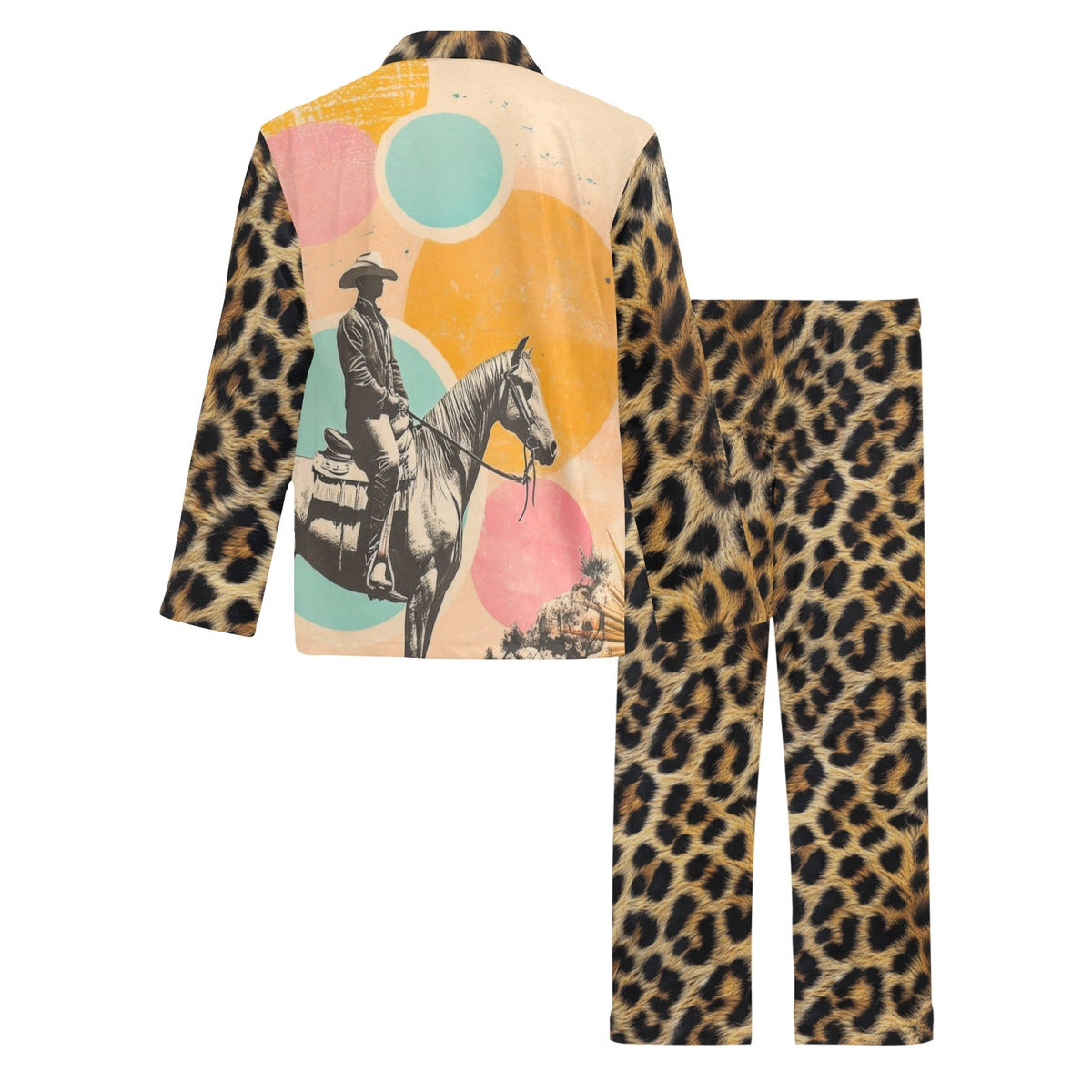 Baha Ranch Retro Pop Western Leopard Cowboy Pajamas