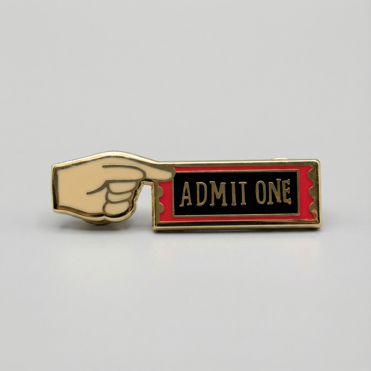 "Admit One" Carnival Ticket Enamel Pin on Gift Card