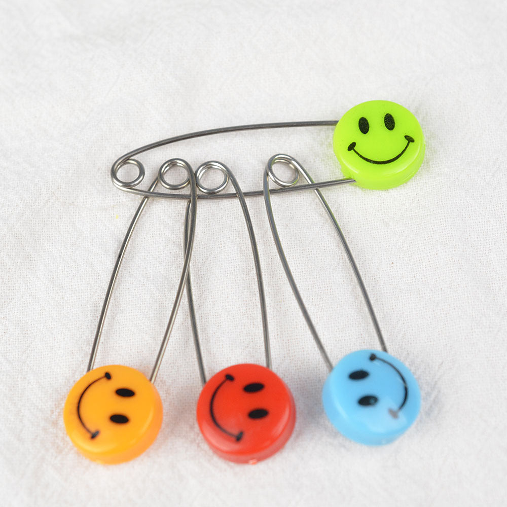 Baby Child Safety Pins Smiley Pins Plastic Safety Pins Medium Size About 40 Large Size About 55 mm