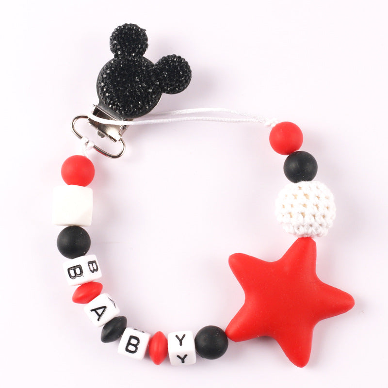Five pointed star silicone pacifier chain pacifier chain baby products silicone pacifier clip baby teether anti-drop chain anti-drop belt