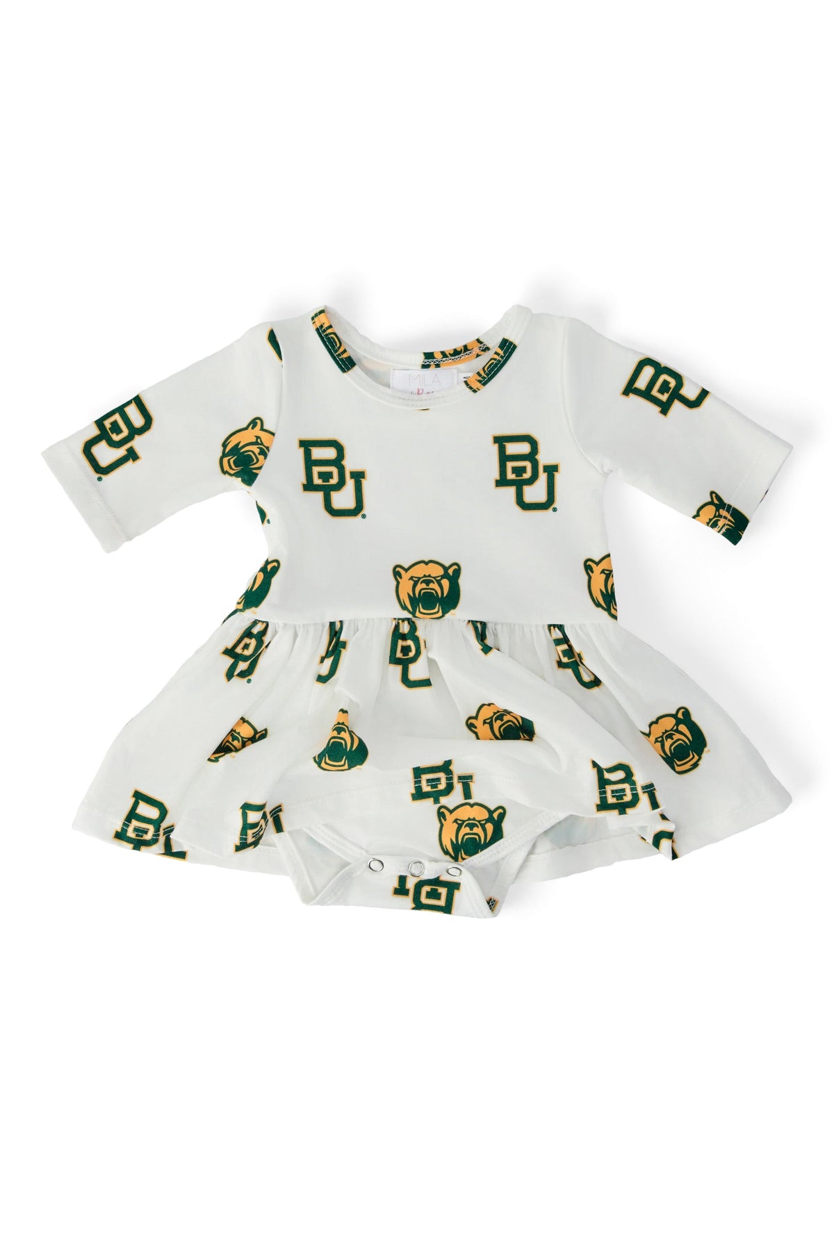 SALE Baylor White Bear 3/4 Sleeve Twirl Bodysuit