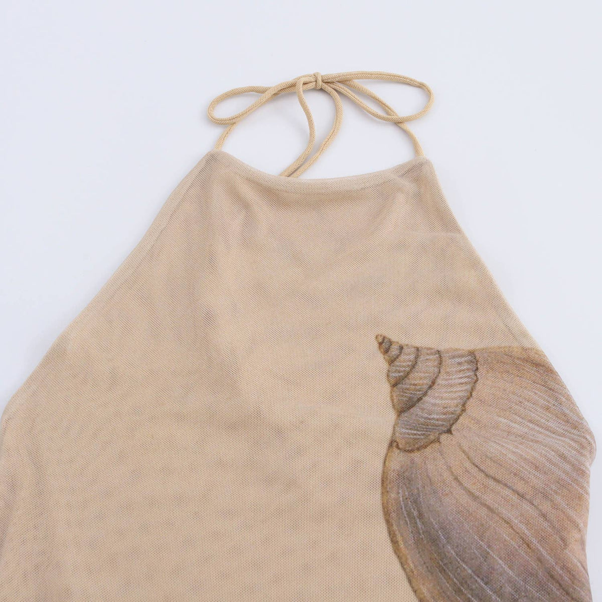 Beach Seashell Print Halterneck Mesh Maxi Dress [Sizes S-L]
