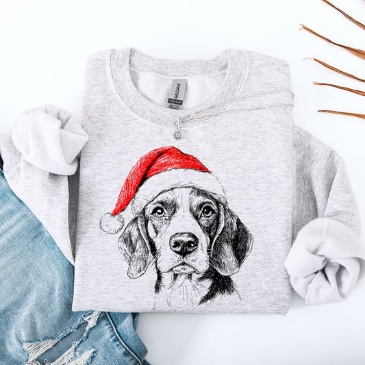 Beagle Santa Christmas Dog Lover Beagle Breed Holiday Cheer Seasonal Greeting Graphic Sweatshirt