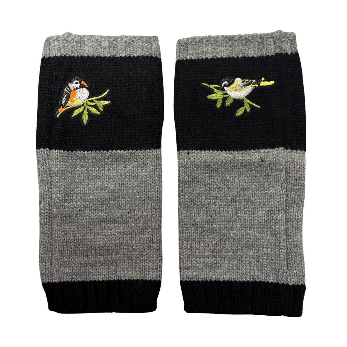 Bird Applique Arm Warmers | Fingerless Gloves in Black, Pink, or Green
