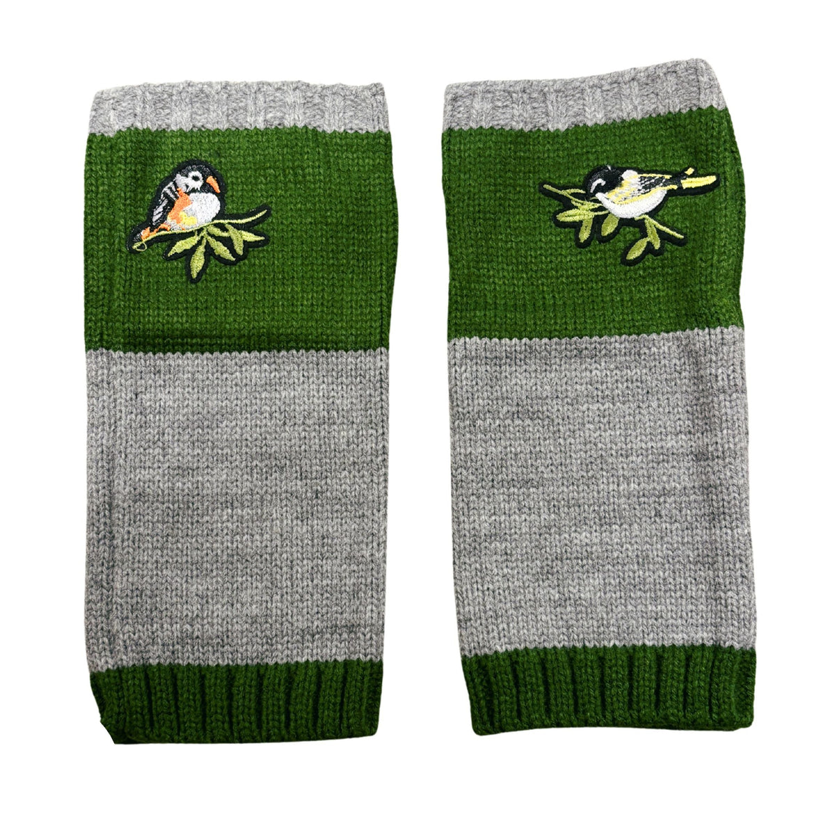 Bird Applique Arm Warmers | Fingerless Gloves in Black, Pink, or Green