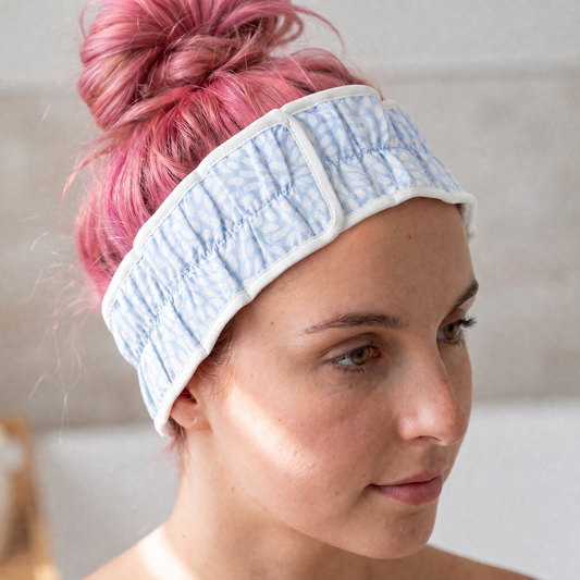 Blue Zinnia Flower Spa Headband | Hair Band for Skincare Facial After Shower