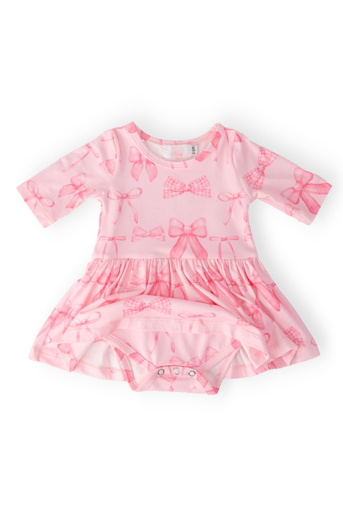 Blushing Bows 3/4 Sleeve Twirl Bodysuit