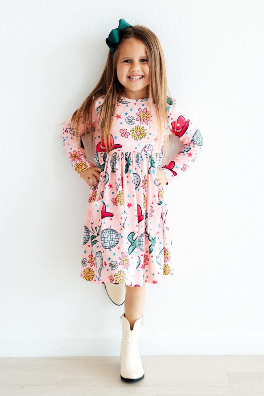 SALE Boots & Bling L/S Pocket Twirl Dress