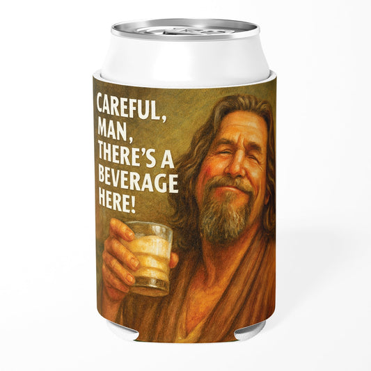 Careful Man There's a Beverage Here Can Cooler