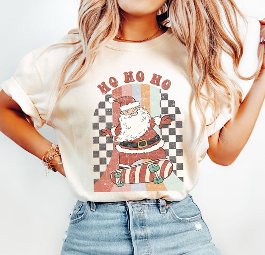 Retro Ho Ho Ho Santa Vintage Christmas Cheer Edition Deluxe Limited Comfort Colors Tee