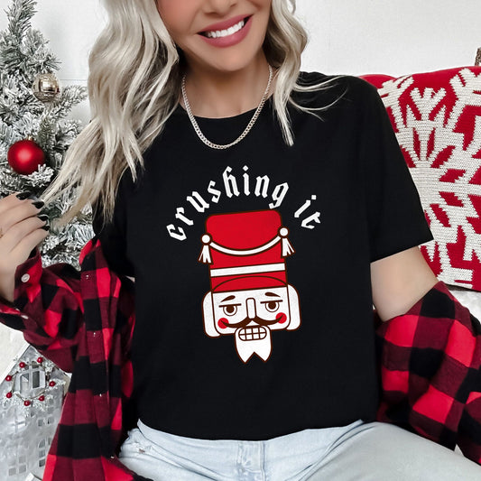 Crushing It Nutcracker Retro Christmas Keepsake Vintage Holiday Cheer Edition Graphic Tee