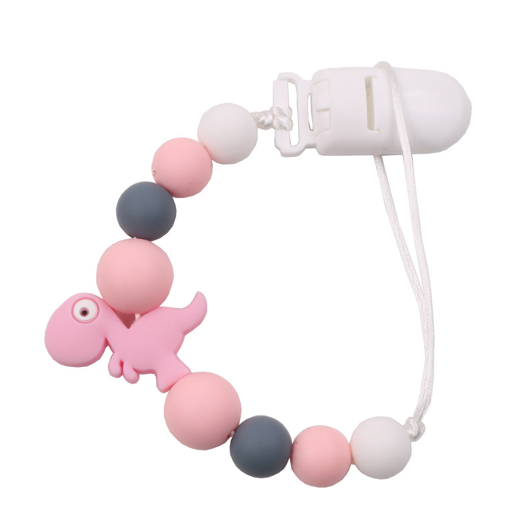 New baby pacifier chain clip teeth glue toy anti-drop chain silicone dinosaur pacifier chain baby products