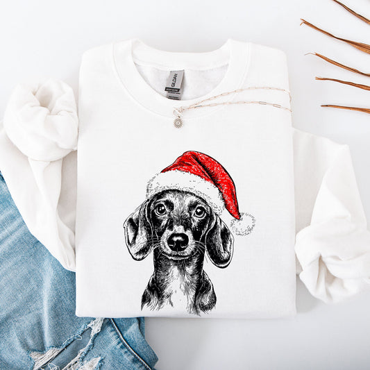 Dachshund Santa Claus Christmas Dog Lover Seasonal Festive Cozy Furry Friend Sweatshirt
