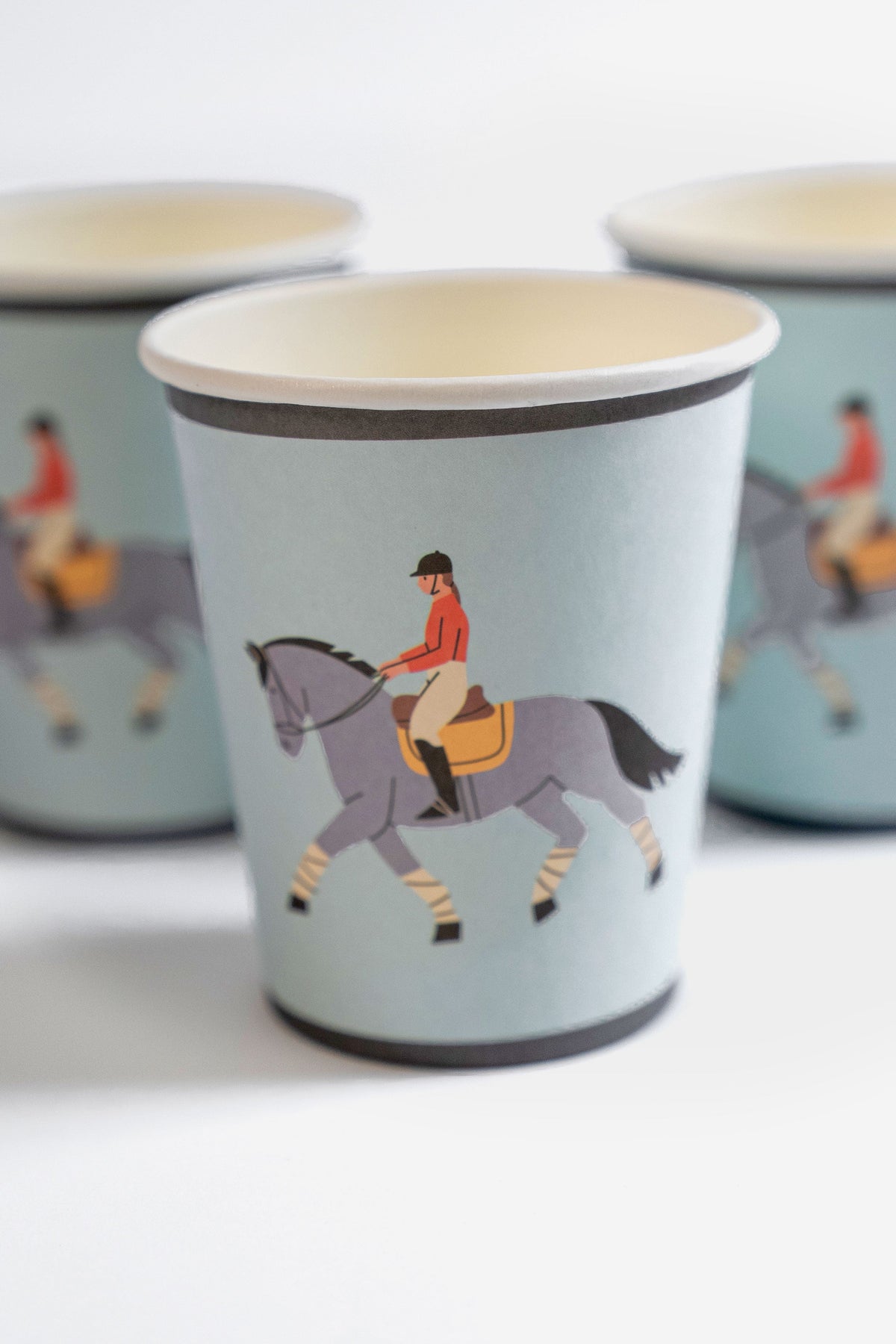 Equestrian Horse Riding Paper Cups (9 oz) | Recyclable Eco Cups for Horse Party, Kids Birthday, Derby or Pony Theme (x 12)