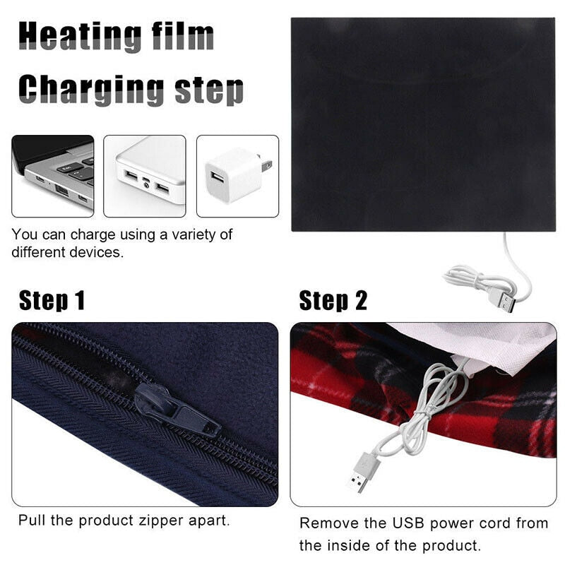 Portable USB Electric Heated Blanket Car Office Use Warm Blanket Heater With Pocketed Winter Home Baby Polyster Carpet 88x65cm