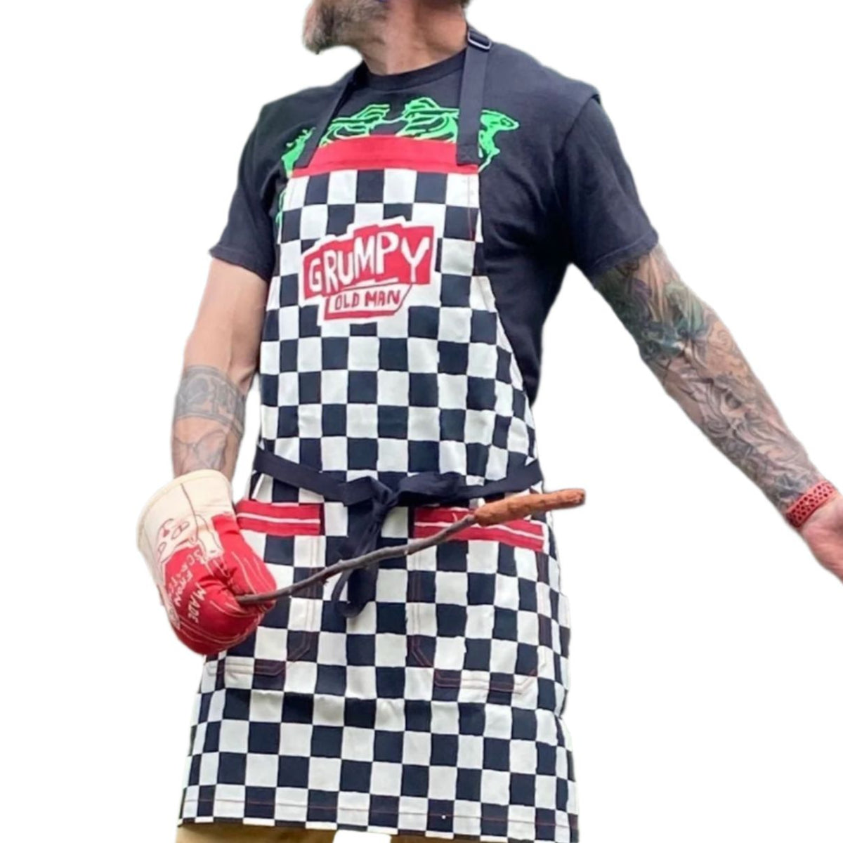 Grumpy Old Man Funny Cooking and BBQ Apron 2 Pockets Adjustable Strap 100% Cotton | BlueQ at GetBullish | Father's Day Gift