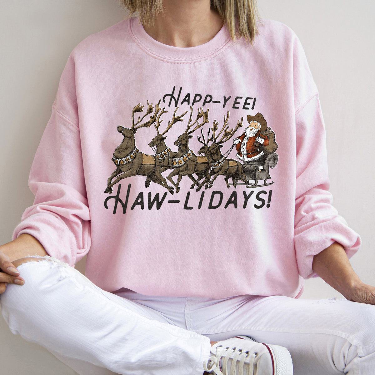 Happy Holidays Yee Haw Cowboy Christmas Sweatshirt