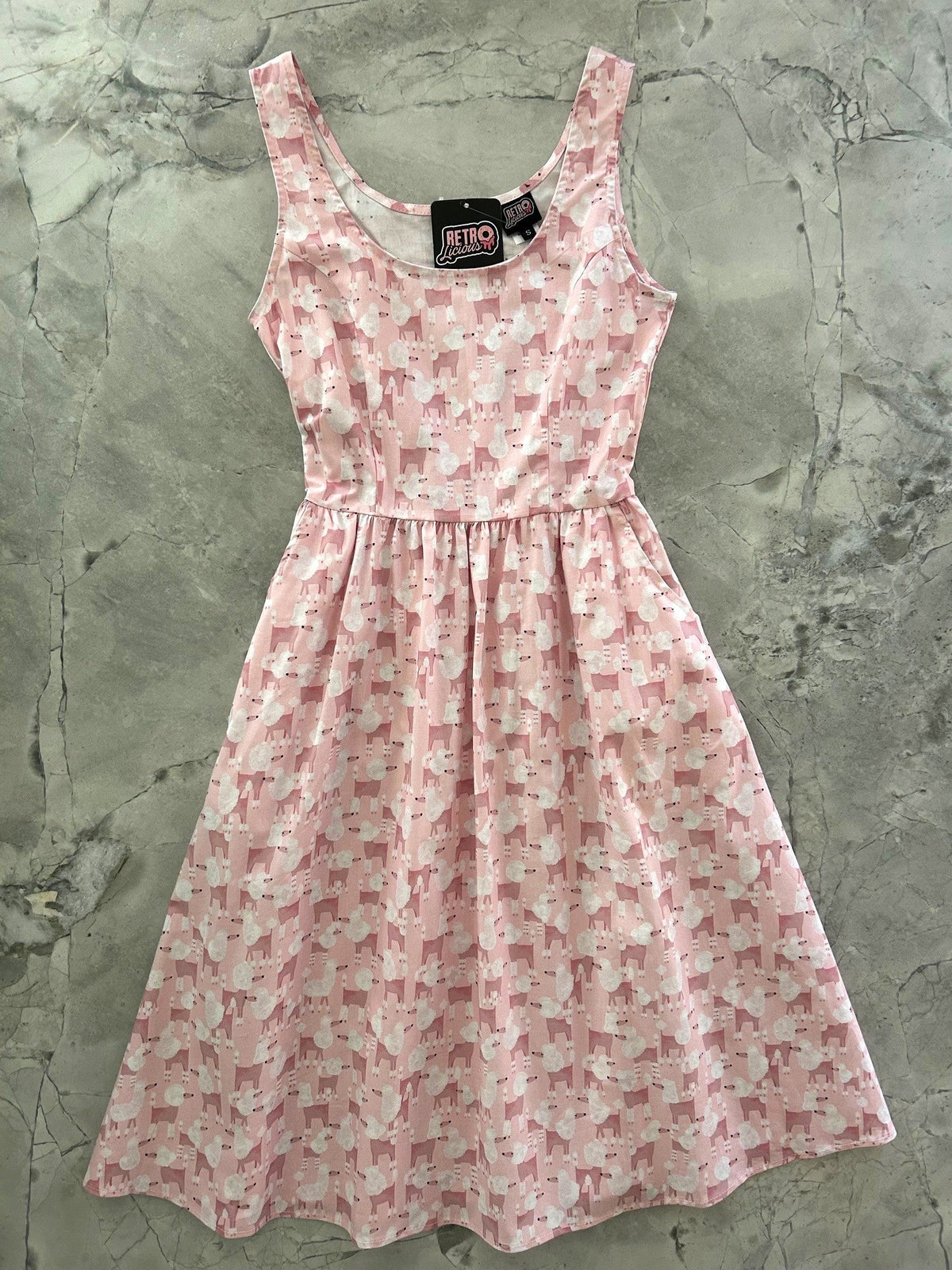 Pink Poodles Fit & Flare Dress