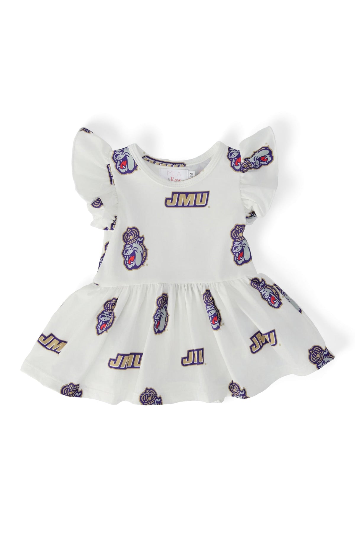 SALE JMU White Duke Dog S/S Flutter Twirl Bodysuit