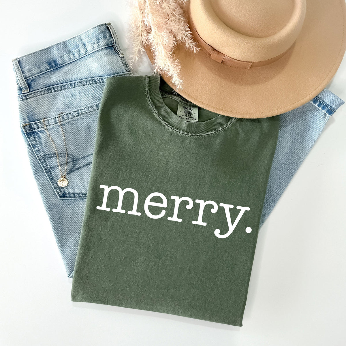 Merry, Classic Minimalist, Christmas, Winter, Snow, Santa, Xmas Comfort Colors Tee