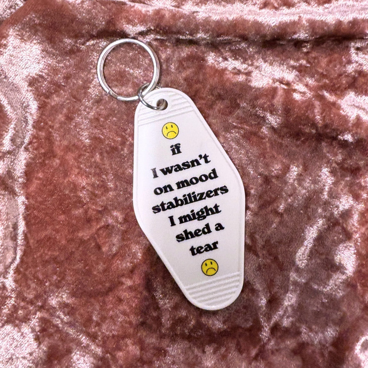 Mood Stabilizer Vintage Motel Keychain in White