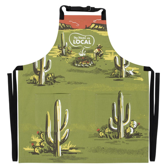My Meat Is Local Funny Cooking and BBQ Apron Unisex 2 Pockets Adjustable Strap 100% Cotton | BlueQ at GetBullish | Father's Day Gift