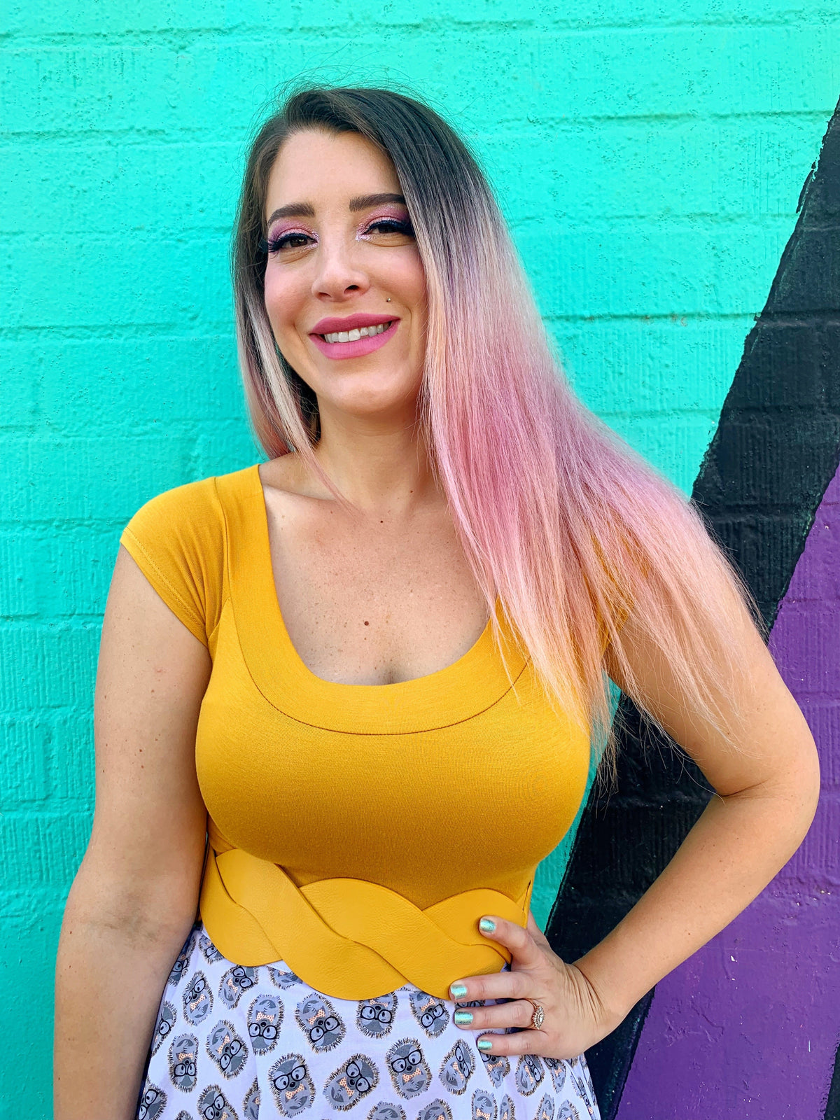 Retro Boat Neck Top in Mustard