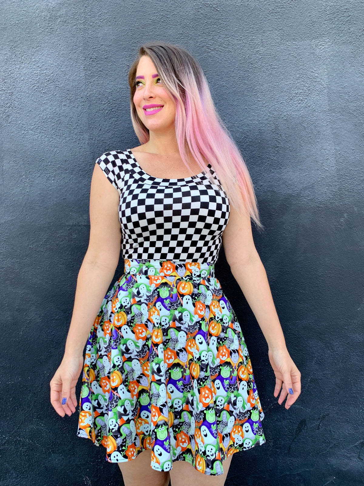 Boat Neck Top in Checkers - XS only