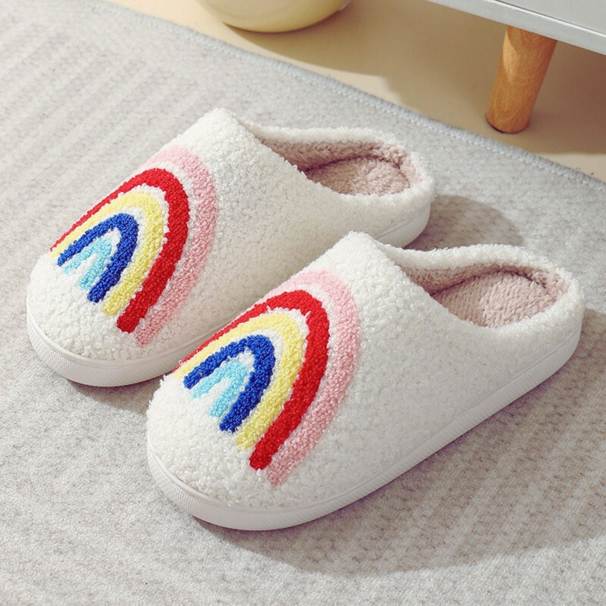 Rainbow Plush Cozy Women's Slippers [Size 8 Remaining]